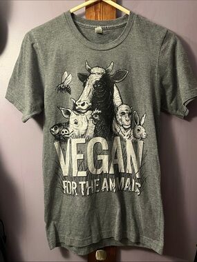 Vegan For The Animals Graphic Tee - Gray
